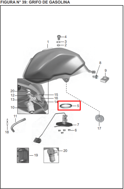 Oring medidor de gasolina pulsar - xcd BAJAJ original