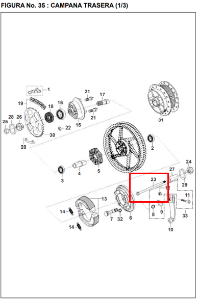 Eje trasero de llanta (15x305) (rmilimetros 14) pulsar ug 180 BAJAJ original