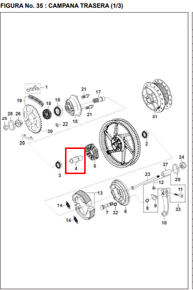Buje trasero central pulsar 180ug/bajaj 200 original