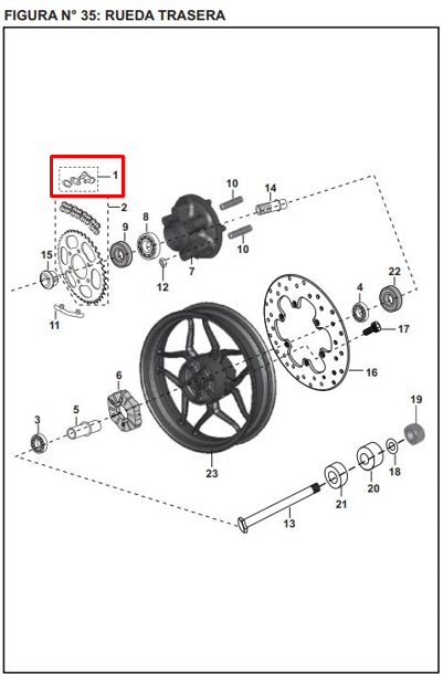 Empate cadena con 520 o`ring original BAJAJ