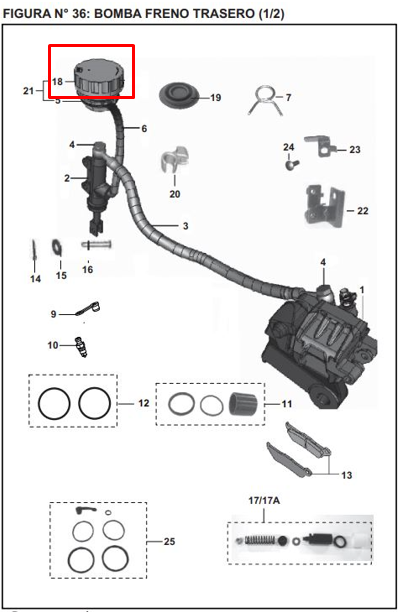 Tapa tanque liquido de freno trasero pulsar BAJAJ 220 original