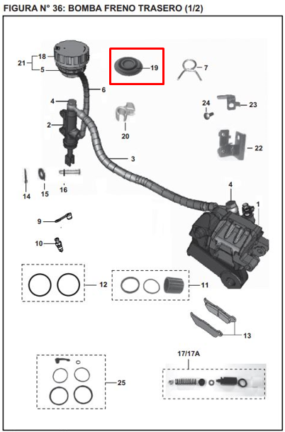 Diafragma bomba freno rr 200ns/original 220 BAJAJ