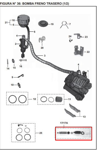 Chupas bomba de freno trasero pulsar BAJAJ 220 original