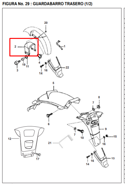 Soporte de guardabarros pulsar dts 180-i/tec BAJAJ original (delantero)