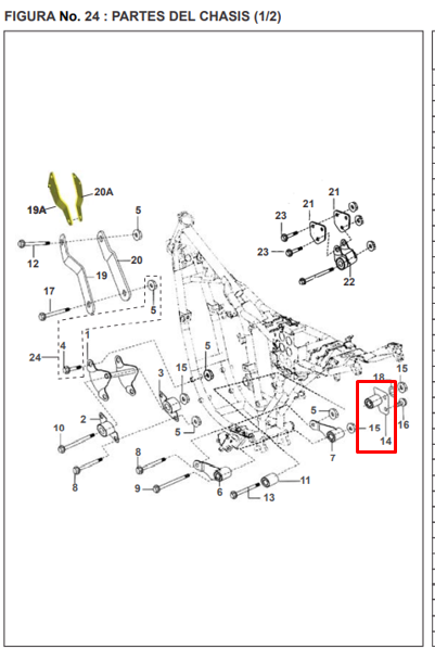Soporte de motor pulsar BAJAJ 180 original (trasero derecho)