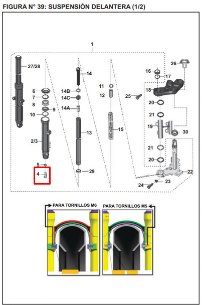 Tornillo de telescopio pulsar BAJAJ 180 original