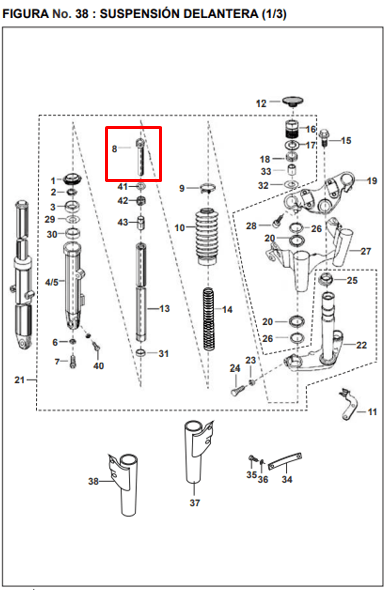 Cilindro telescopio BAJAJ pulsar black tec original