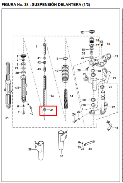Buje guia de telescopio inferior pulsar BAJAJ original