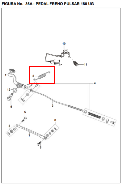 Resorte pedal de freno pulsar 180ug/bajaj 200 original