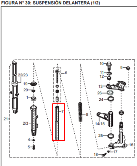 Barra de suspension delantera platino BAJAJ 100 original