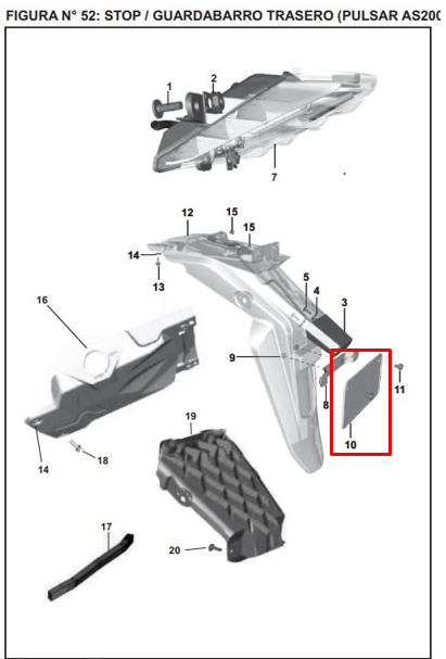 Porta placa wind/pulsar 180/ns/disc/pl original BAJAJ