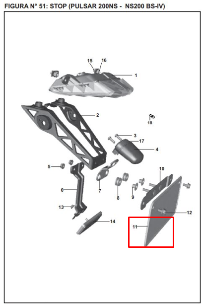 Porta placa wind/pulsar 180/ns/disc/pl original BAJAJ