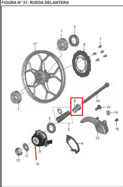 Buje delantero (12x17.5x33) pulsar BAJAJ 180 original