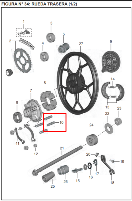 Esparrago de sprocket (10x045) pulsar BAJAJ 200 original