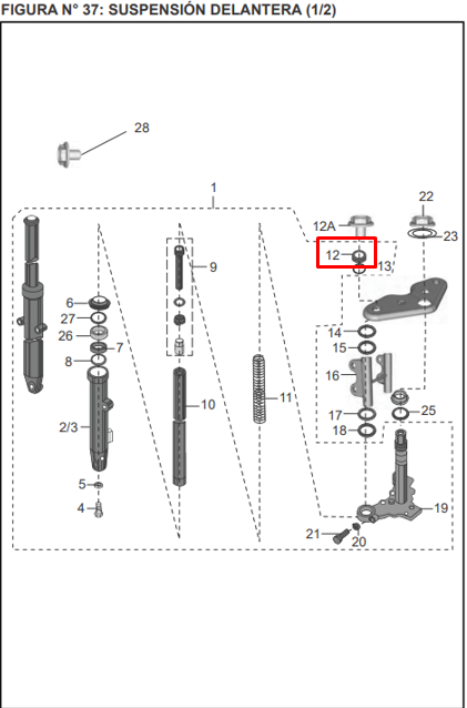 Tornillo de telescopio discover 135 - xcd BAJAJ 125 original