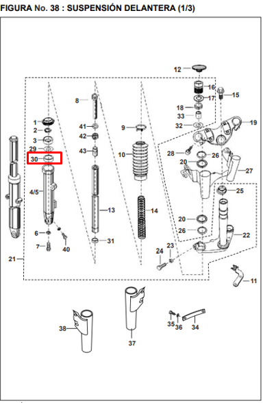 Buje guia de telescopio superior pulsar BAJAJ original