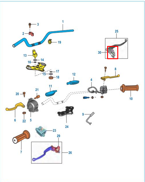 Soporte de manigueta discover ks 100 BAJAJ original (derecho)