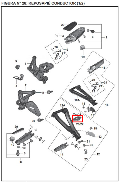 Platino posapie rr/lh pulsar ns 200/rsoriginal 2 BAJAJ