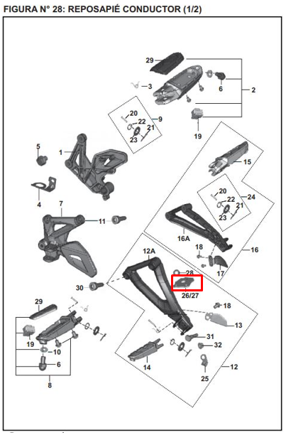 Platino posapie rr/rh pulsar ns 200/rsoriginal 2 BAJAJ