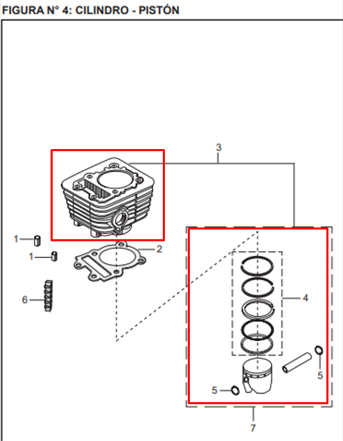Cilindro boxer tec 100 - platino BAJAJ 100 original (kit)
