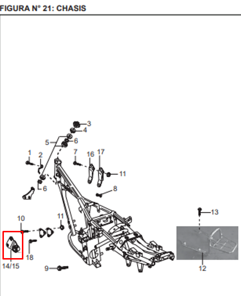 Soporte de motor boxer ct 100 BAJAJ original (delantero derecho)