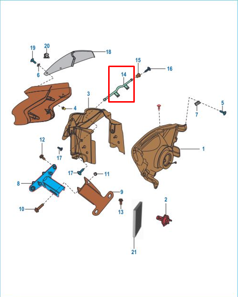Soporte de carenaje boxer ct 100/s1d BAJAJ original (superior)