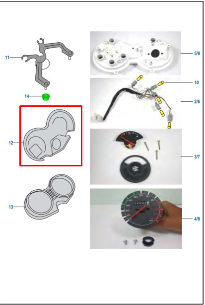 Tapa inferior de velocimetro platino BAJAJ 100 original