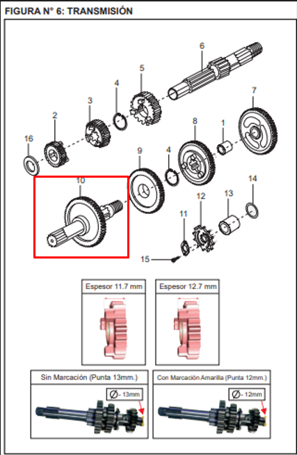 Eje de salida boxer tec 100 - platino BAJAJ original (dientes 36)