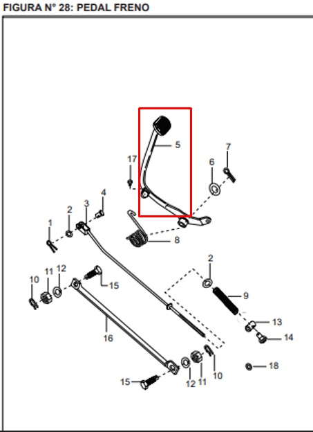 Pedal freno boxer/platino original 100 BAJAJ
