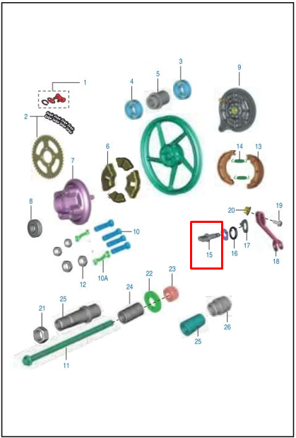 Eje de leva freno trasero boxer 100 - xcd BAJAJ 125 original