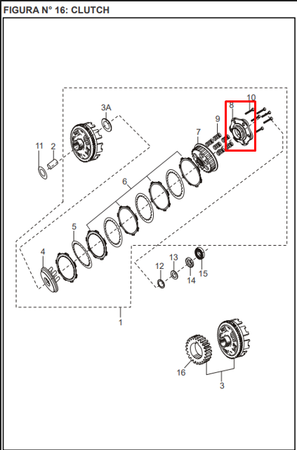 Porta resorte clutch disc.100-original 125 BAJAJ