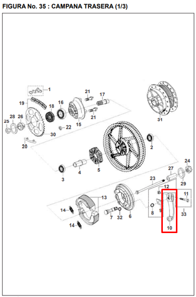 Leva de freno pulsar black 180 tec BAJAJ original (trasera)