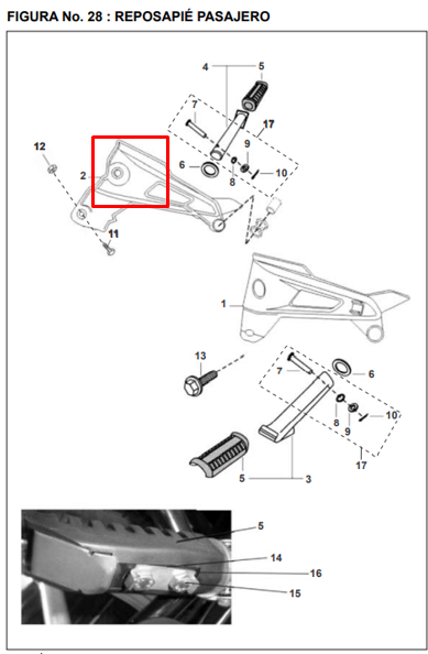 Soporte Reposapie Pulsar Ug 180 Bsbajaj 4 Original (Derecho)