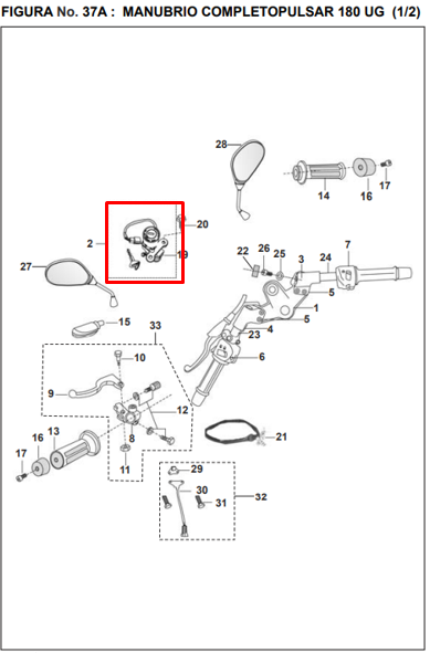 Switch de encendido pulsar ug 180/bsbajaj 4 original (3x1)