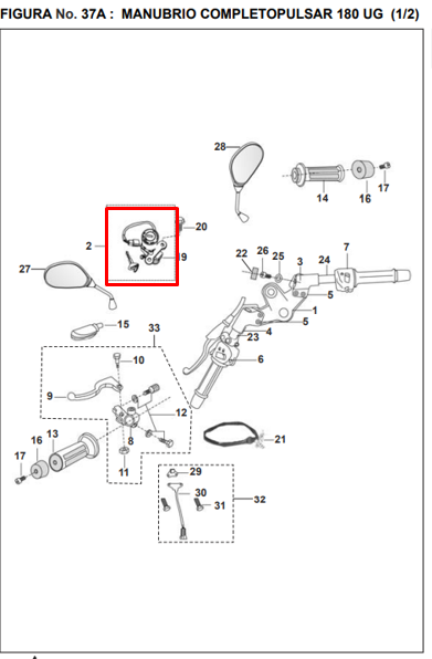 Switch de encendido pulsar ug 180 BAJAJ original