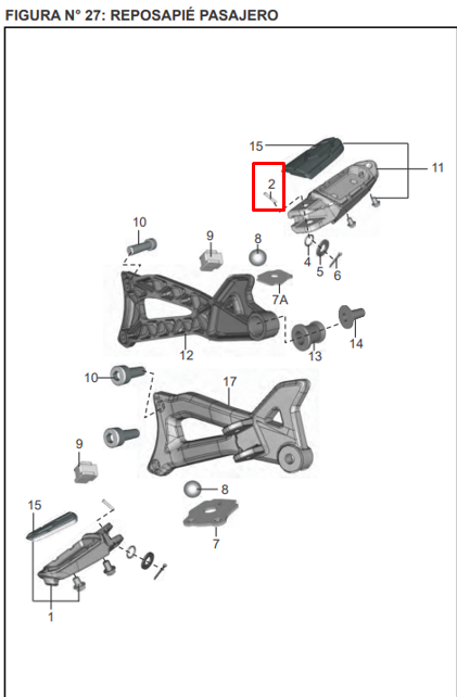 Pin pasador de posapie pulsar ns 200 - discover st 125 BAJAJ original