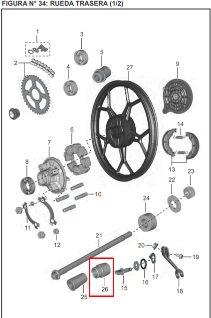 Buje de porta sprocket (corto) pulsar BAJAJ 135 original
