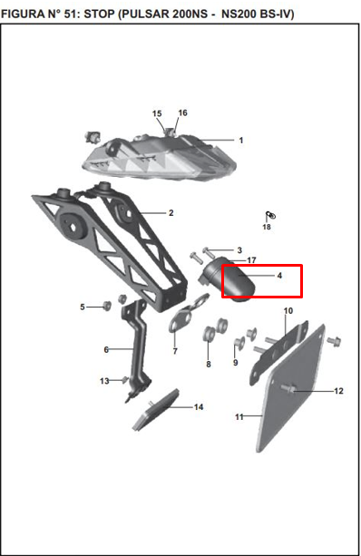 Luz placa pul135/disc125st original BAJAJ