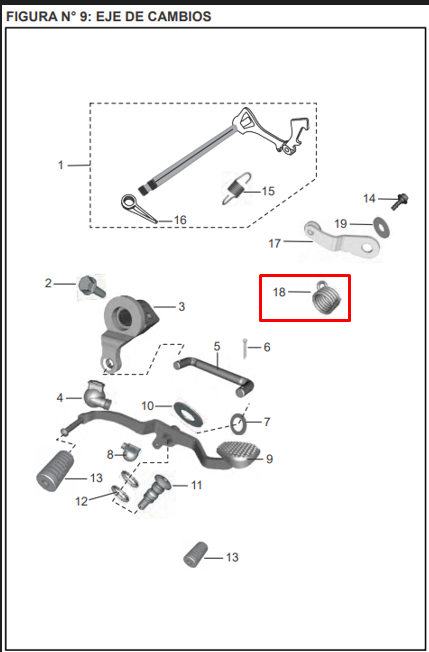 Resorte leva de cambios de discover BAJAJ 100 original
