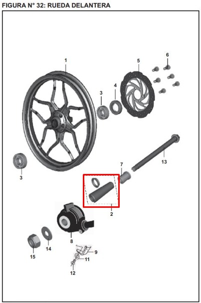 Buje delantero (15.5x22x75) pulsar ns 200 BAJAJ original