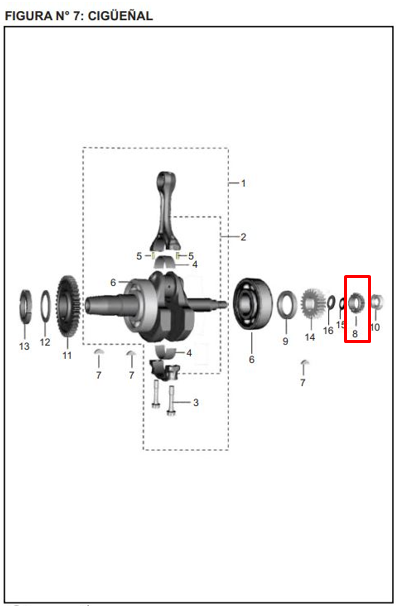 Piñon de cigüeñal pulsar ns 200 BAJAJ original