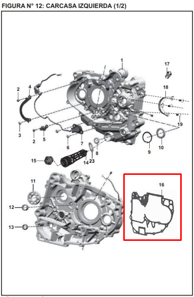 Empaque centro motor BAJAJ PULSAR NS 200