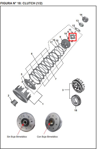 Platino porta resorte ns 200 original BAJAJ