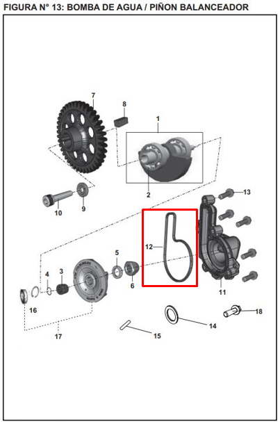 Oring tapa bomba de agua pulsar ns 200 BAJAJ original