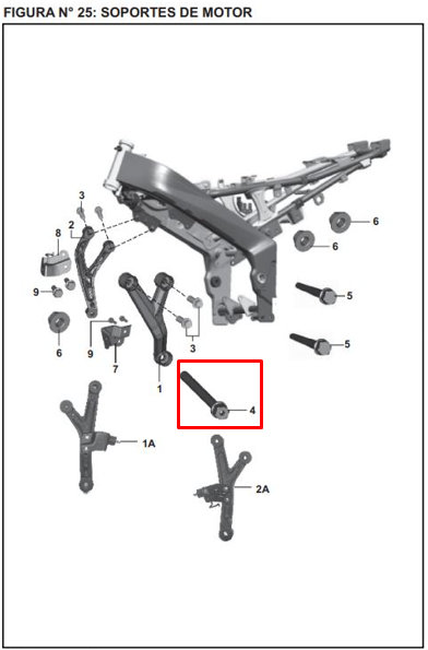 Tornillo soporte de motor pulsar ns 200 BAJAJ original