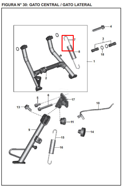 Resorte de gato central pulsar ns 200 BAJAJ original