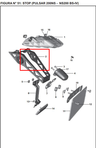 Soporte de direccionales pulsar ns 200 BAJAJ original (gris tornado)