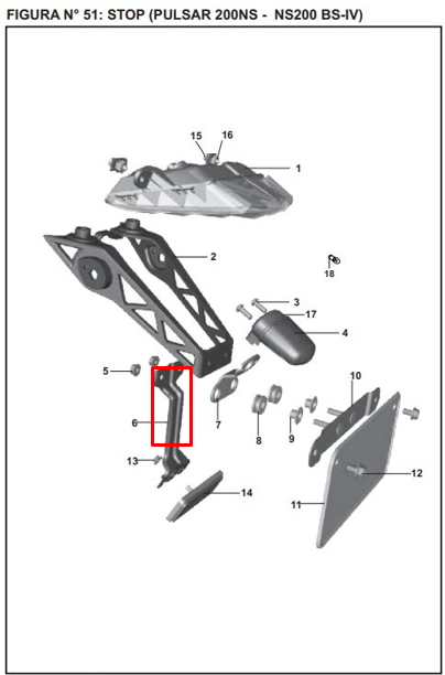 Soporte de placa pulsar ns 200 BAJAJ original