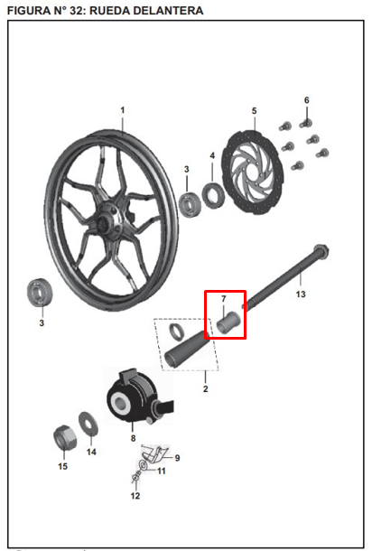 Buje delantero derecho (15x22x15) pulsar ns 200 BAJAJ original