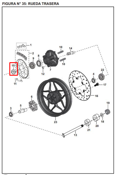 Buje de porta sprocket pulsar ns 200 BAJAJ original